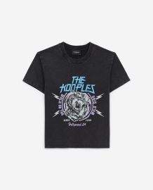 BLACK COTTON T-SHIRT WITH TIGER PRINT at The Kooples